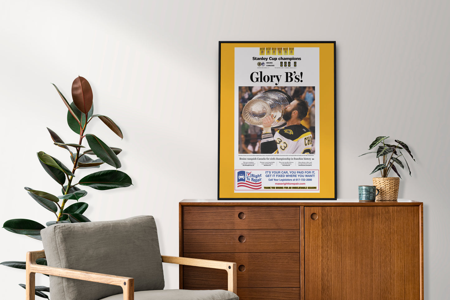 Boston Bruins 2011 NHL Stanley Cup Champions Front Cover The Boston Globe Poster