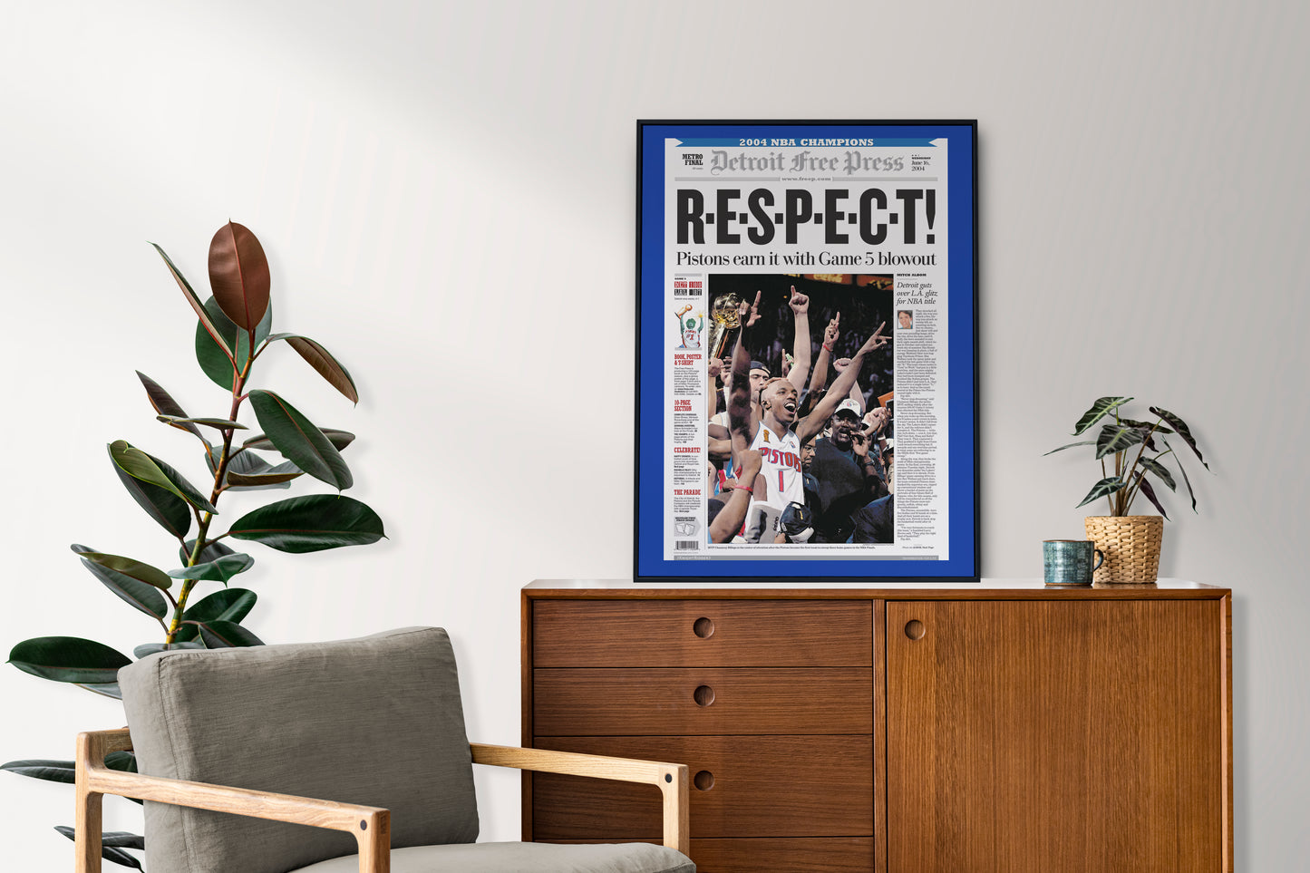 Detroit Pistons 2004 NBA Champions Front Cover Detroit Free Press Newspaper Poster