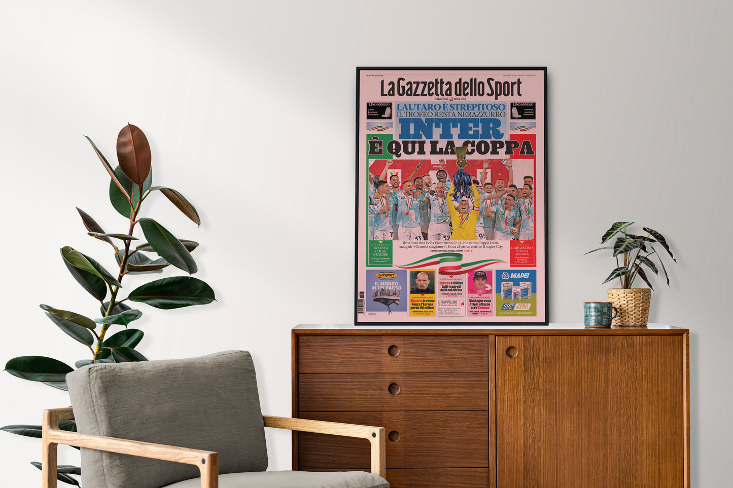 Inter Milan 2022/2023 Coppa Italia Champions Newspaper Front Cover Poster