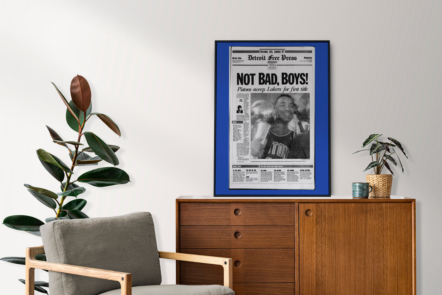 Detroit Pistons 1989 NBA Champions Front Cover Detroit Free Press Newspaper Poster