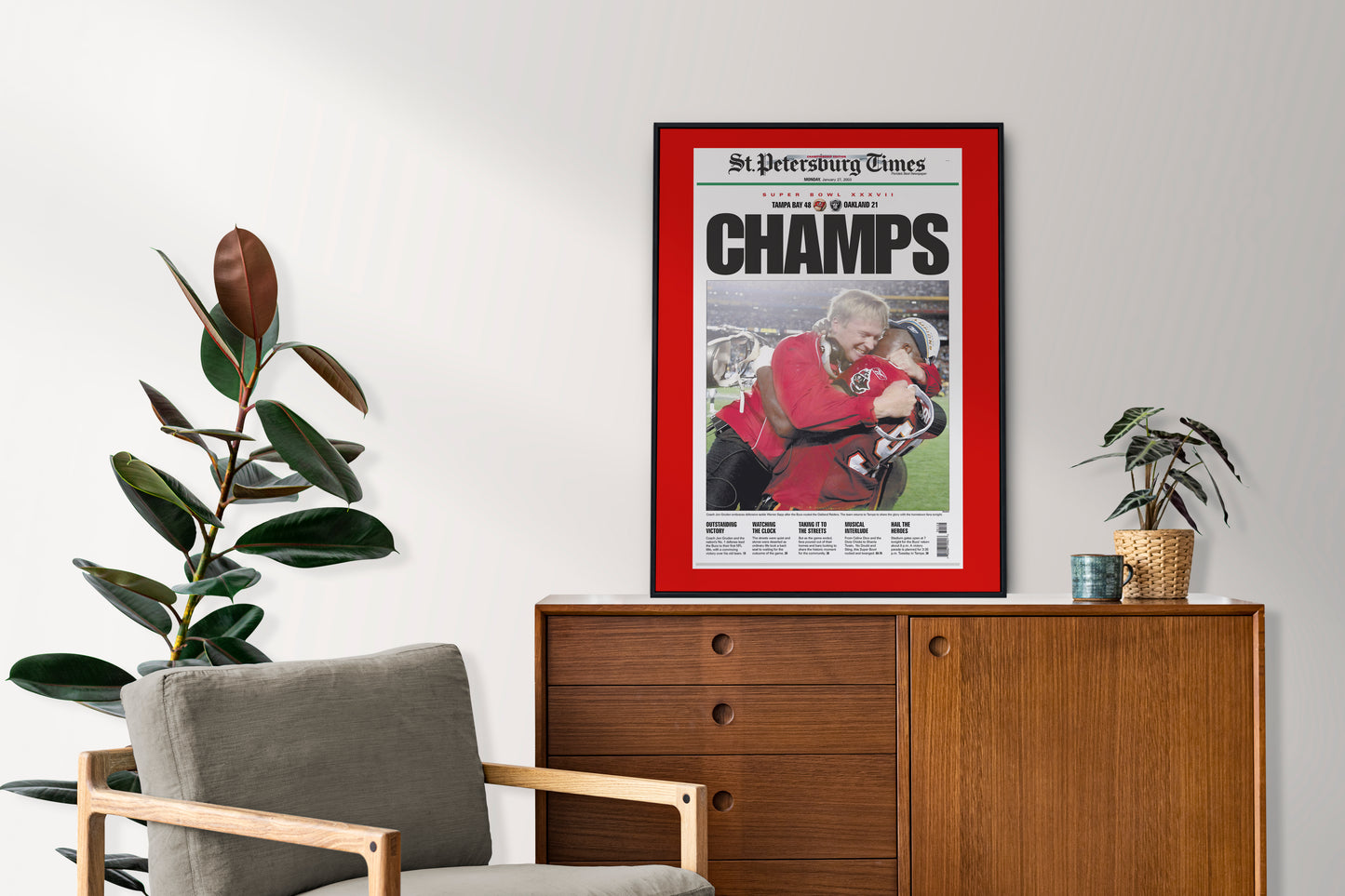 Tampa Bay Buccaneers 2003 Super Bowl NFL Champions Front Cover St Petersburg Times Newspaper Poster