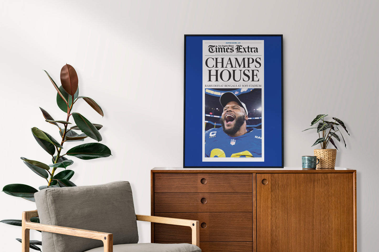 Los Angeles Rams 2022 Super Bowl NFL Champions Front Cover Los Angeles Times Newspaper Poster