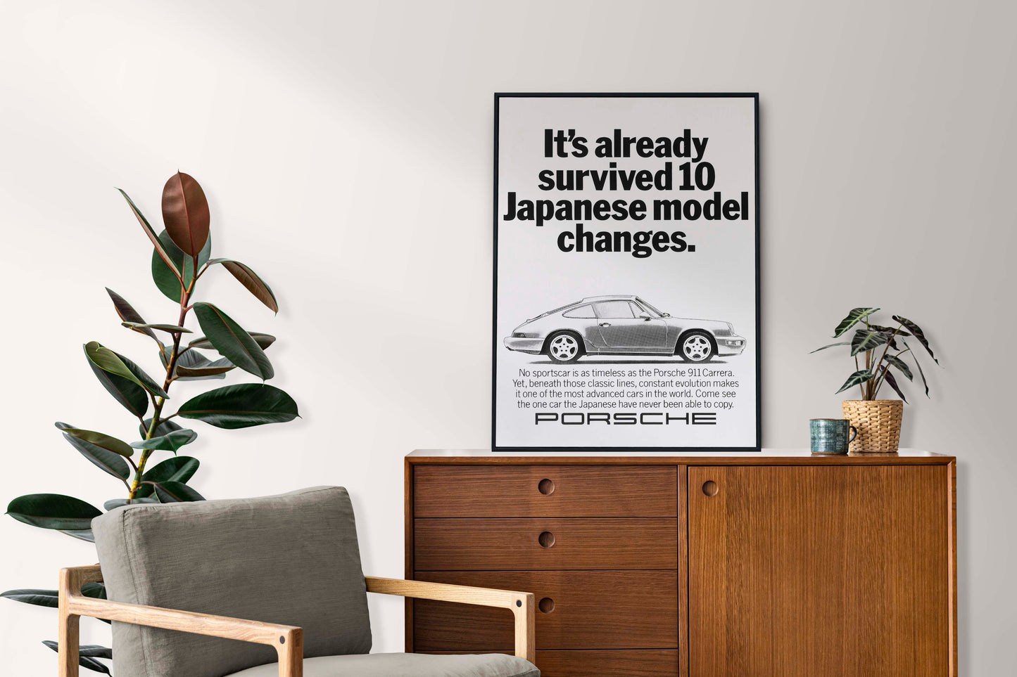 Porsche "It's Already Survived 10 Japanese Model Changes" Poster