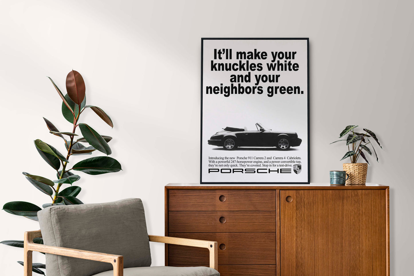 Porsche "It'll Make Your Knuckles White And Your Neighbors Green" Poster