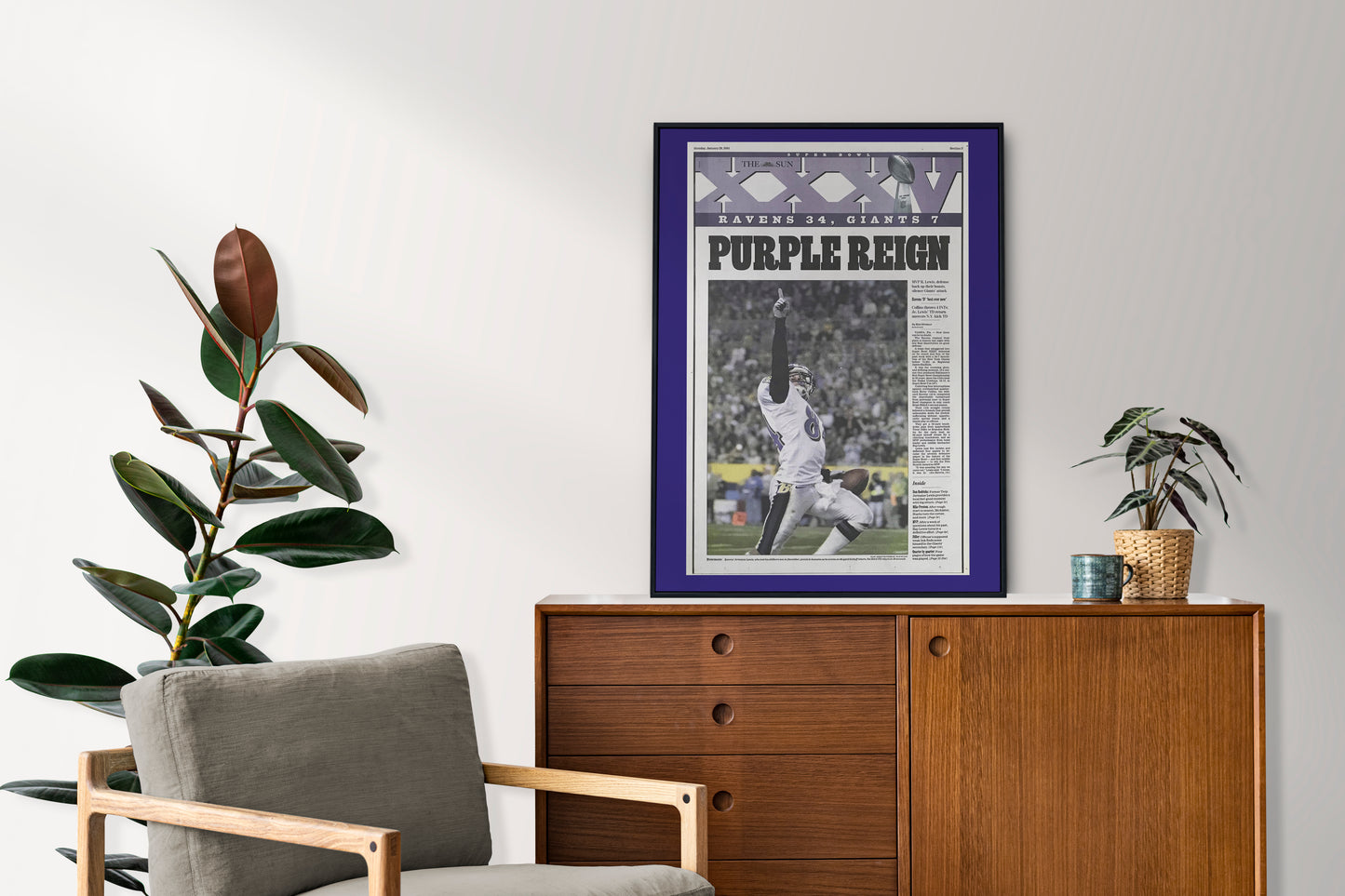 Baltimore Ravens 2001 Super Bowl NFL Champions Front Cover The Sun Newspaper Poster