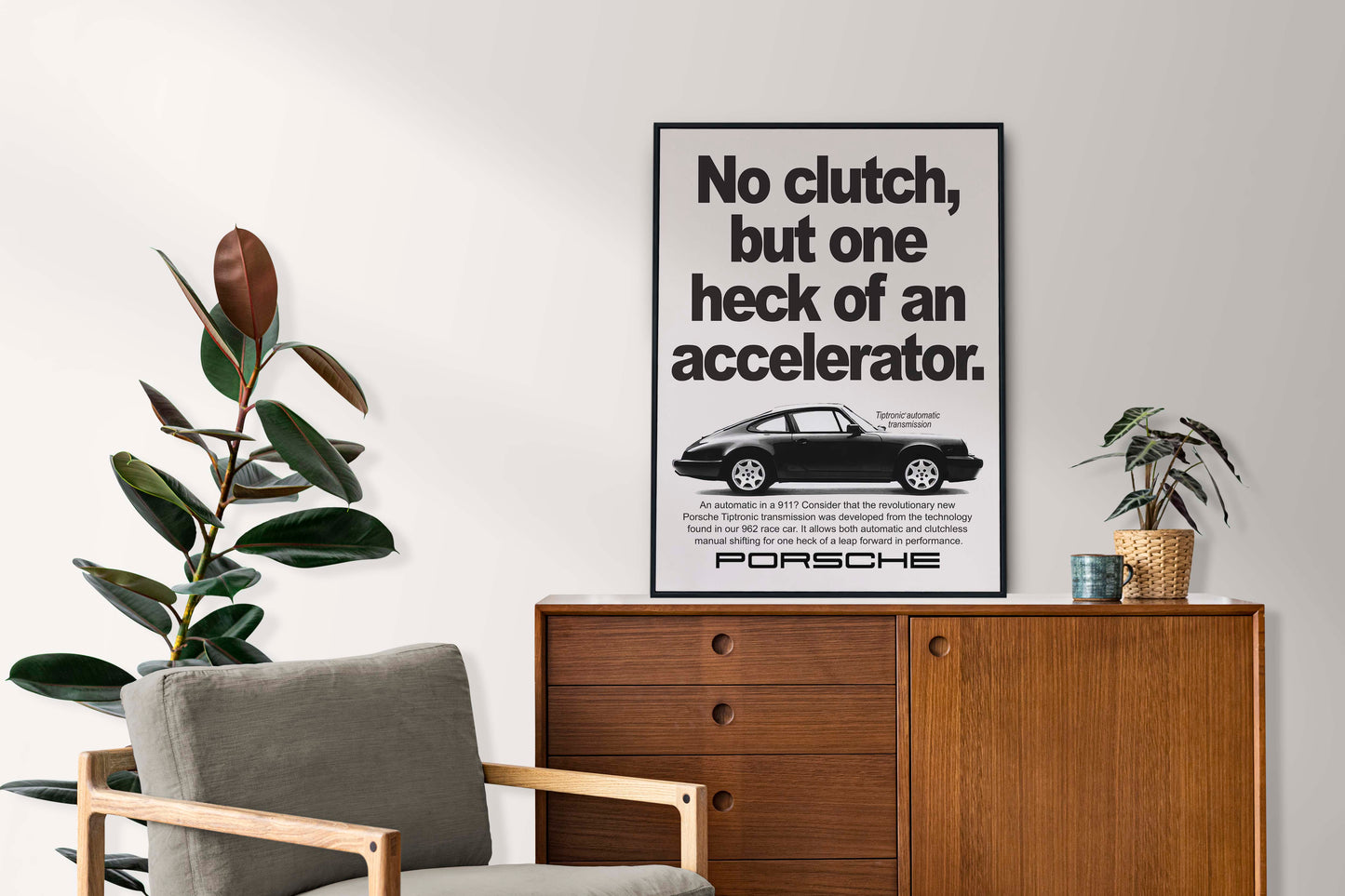 Porsche "No Clutch, But One Heck Of An Accelerator" Poster