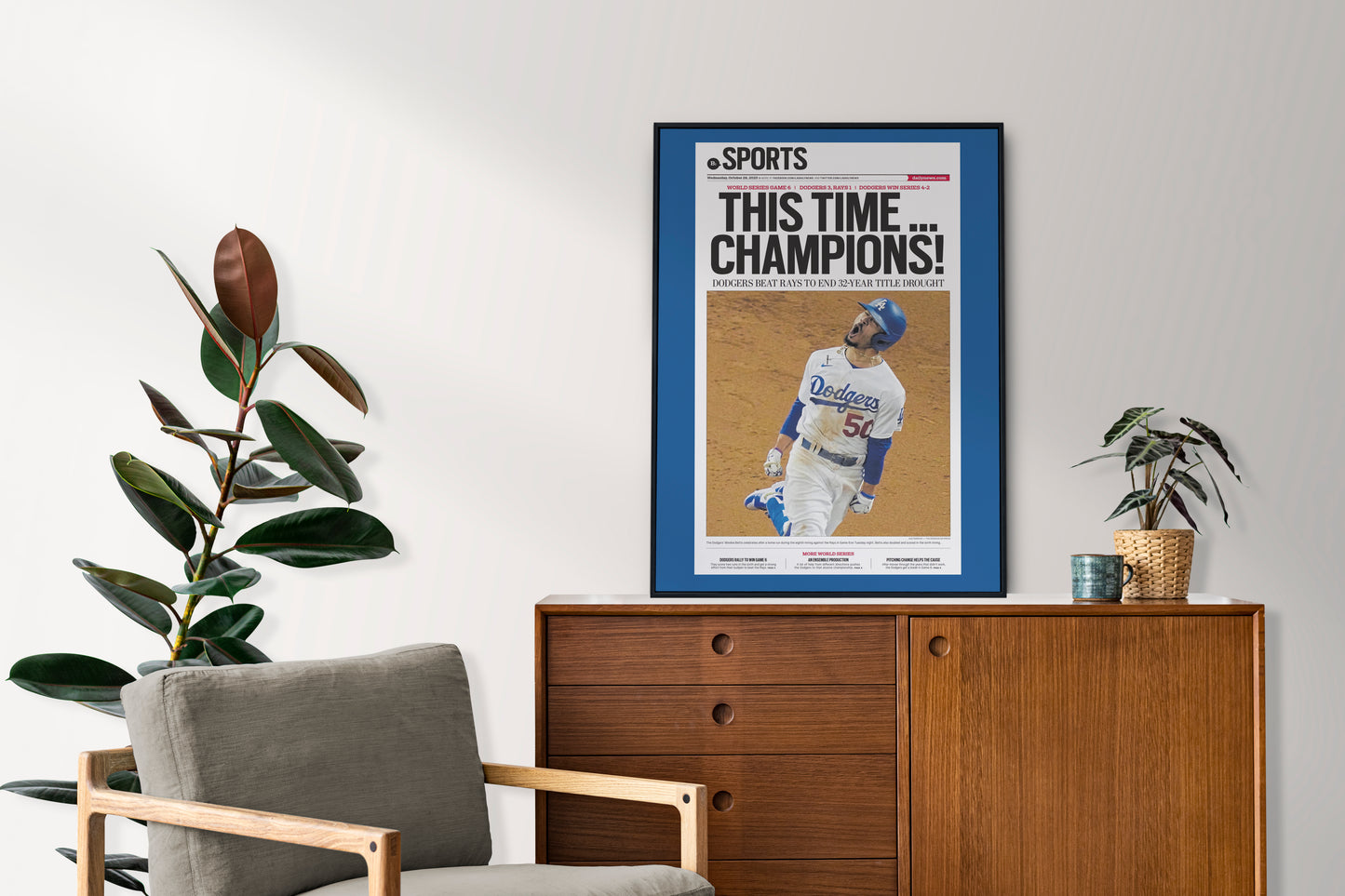 Los Angeles Dodgers 2020 World Series MLB Champions Front Cover LA Daily News Newspaper Poster