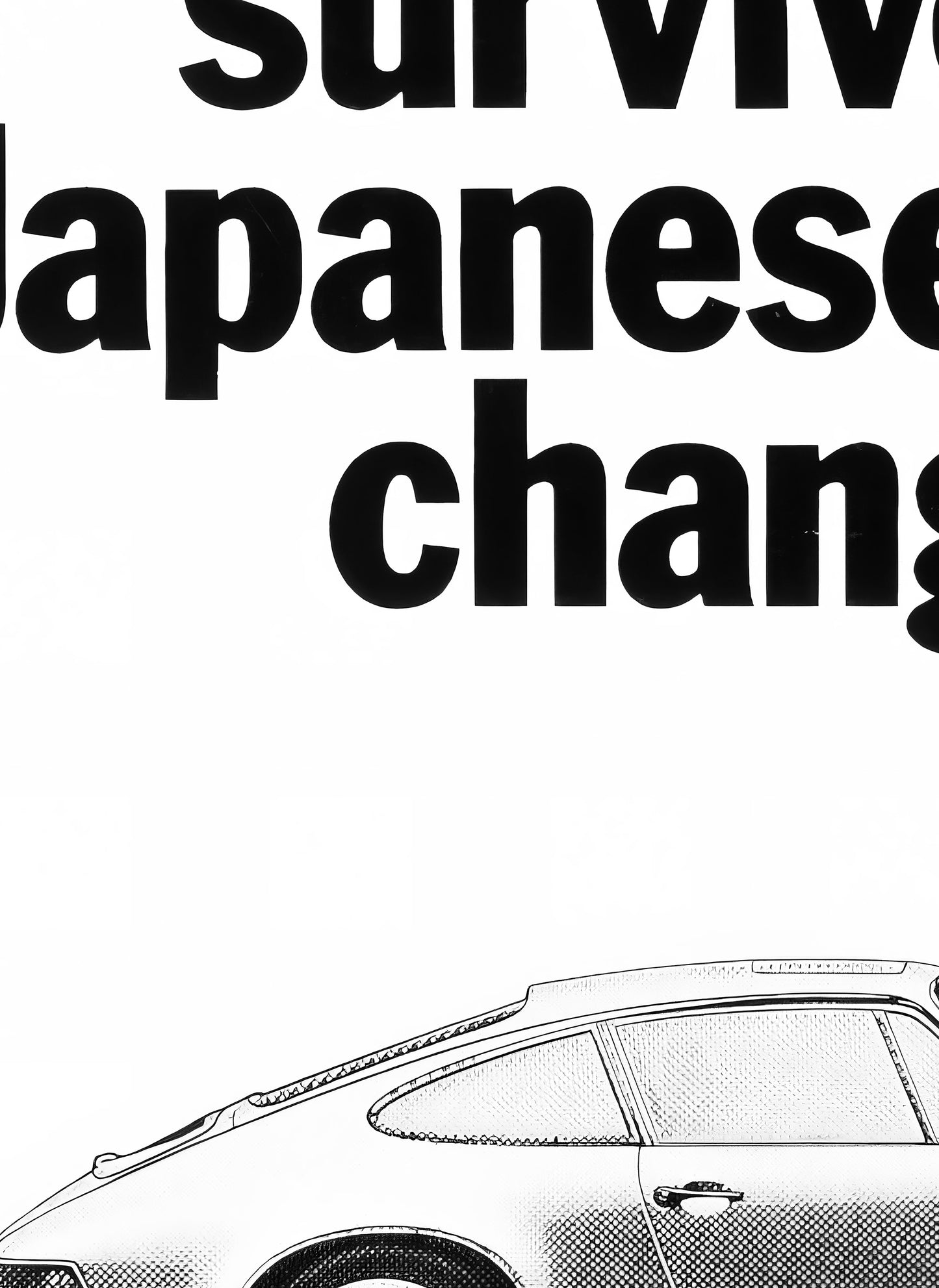 Porsche "It's Already Survived 10 Japanese Model Changes" Poster