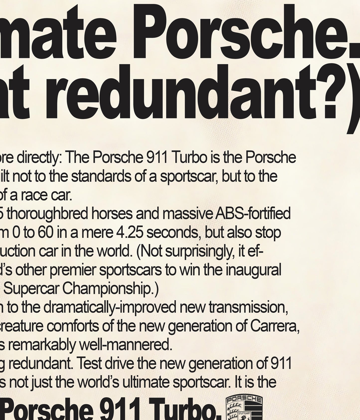 Porsche "The Ultimate Porsche" Poster