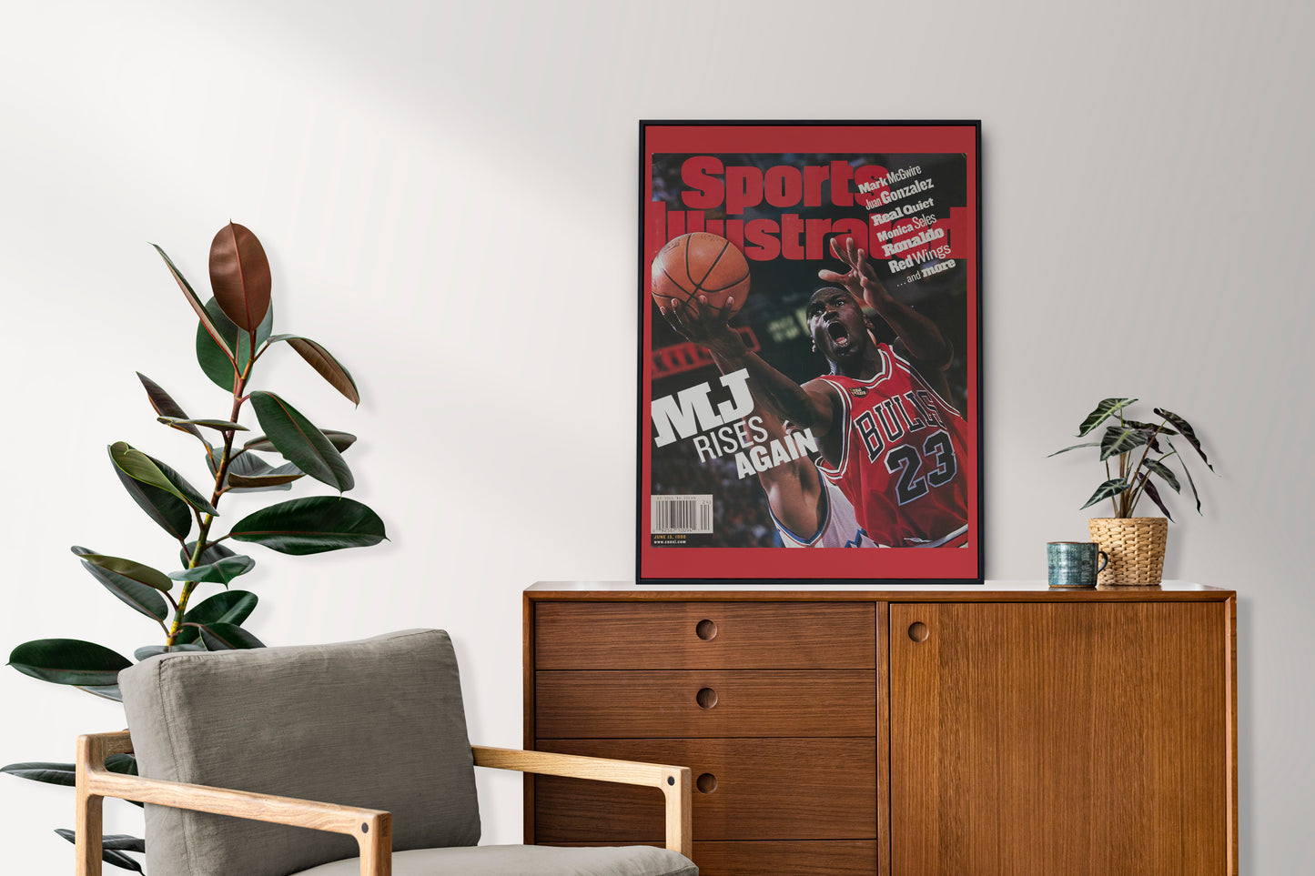 Michael Jordan "MJ Rises Again" Chicago Bulls 90's Front Cover Sport Illustrated Poster