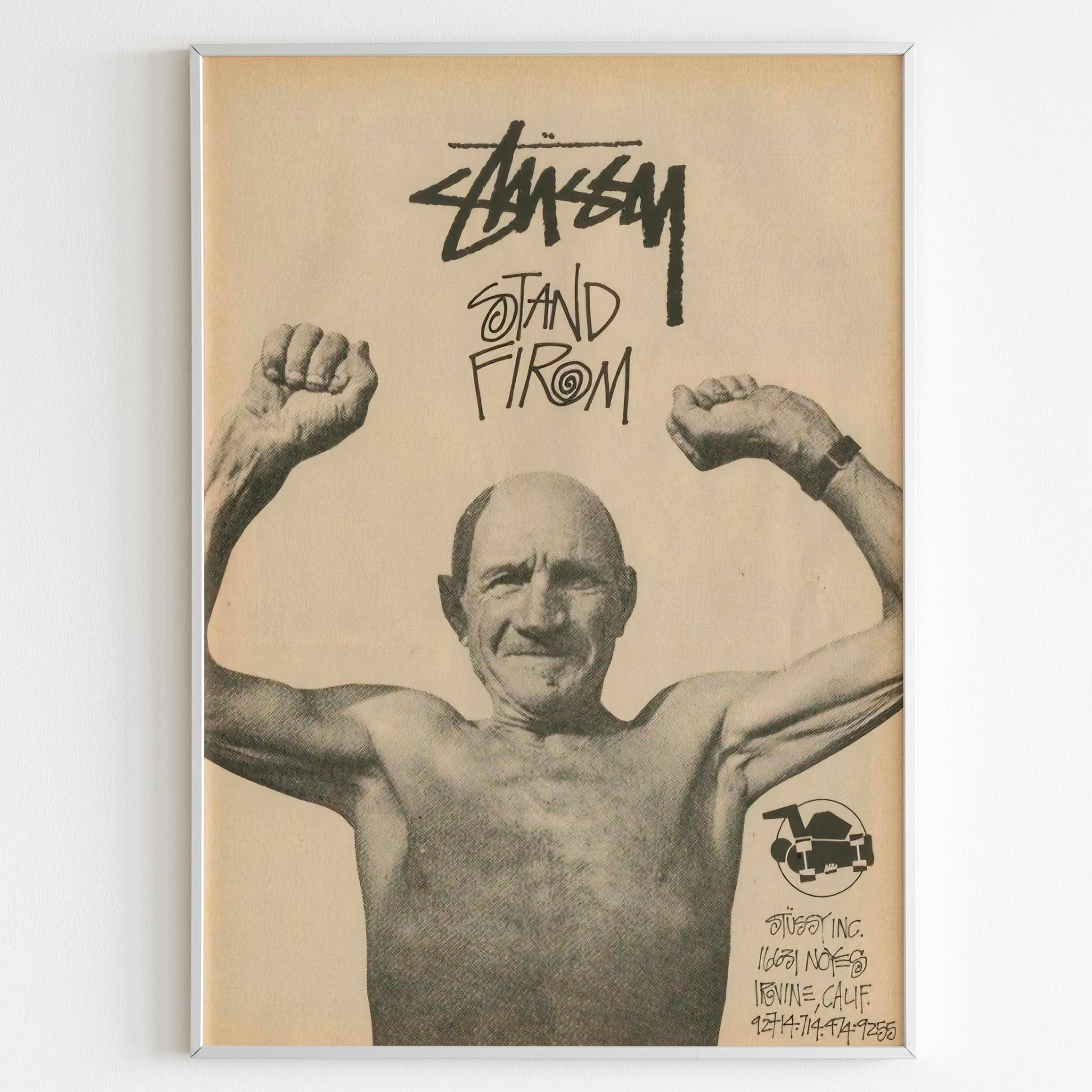 Stussy Streetwear Advertising Poster, Thrasher Style 80s Print, Vintage Ad Wall Art, Skateboarding Magazine Retro Advertisement