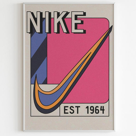 Nike Advertising Poster, 90s Style Shoes Print, Vintage Ad Wall Art, Magazine Retro Advertisement, Swoosh Logo Poster