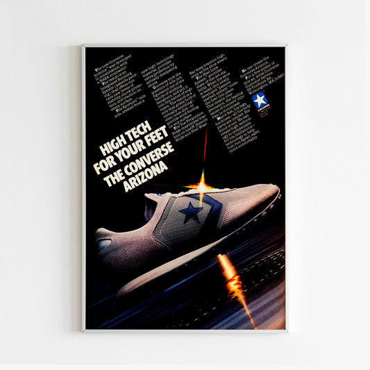 Converse Poster Advertising, 80s Style Shoes Print, Vintage Basketball Ad Wall Art, Magazine Retro Advertisement NBA