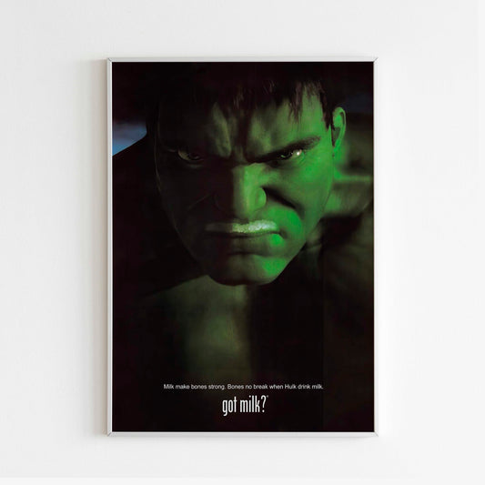 Got Milk? Hulk Poster Advertising Poster, 90s Style Print, Vintage Comics Design Ad Wall Art, Magazine Advertisement