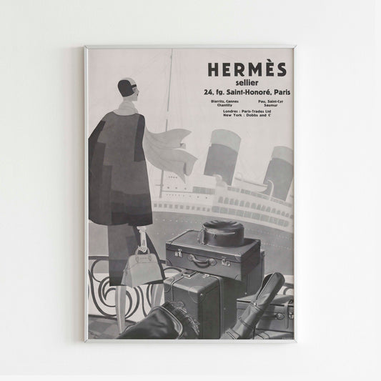 Hermes Cruise Travel Spirit Vogue Magazine Advertising Poster, 40's / 50's Style Print, Ad Wall Art, Vintage Design Magazine, Luxury Clothing Fashion Poster, Retro Advertisement Print