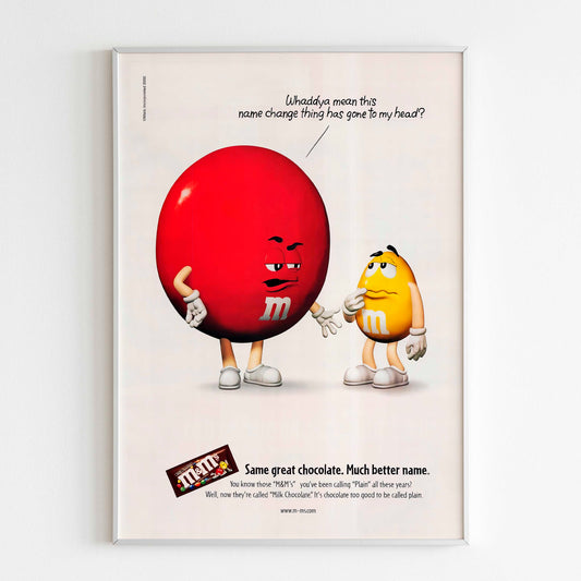 M&M's Advertising Poster , 2000s Style Print, Vintage Ad Candy Food Design Ad Wall Art, 00s Magazine Advertisement