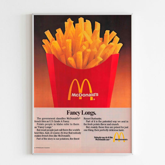 McDonald's French Fries Advertising Poster, 90s Style Print, Vintage Fast Food Design Ad Wall Art, Magazine Advertisement