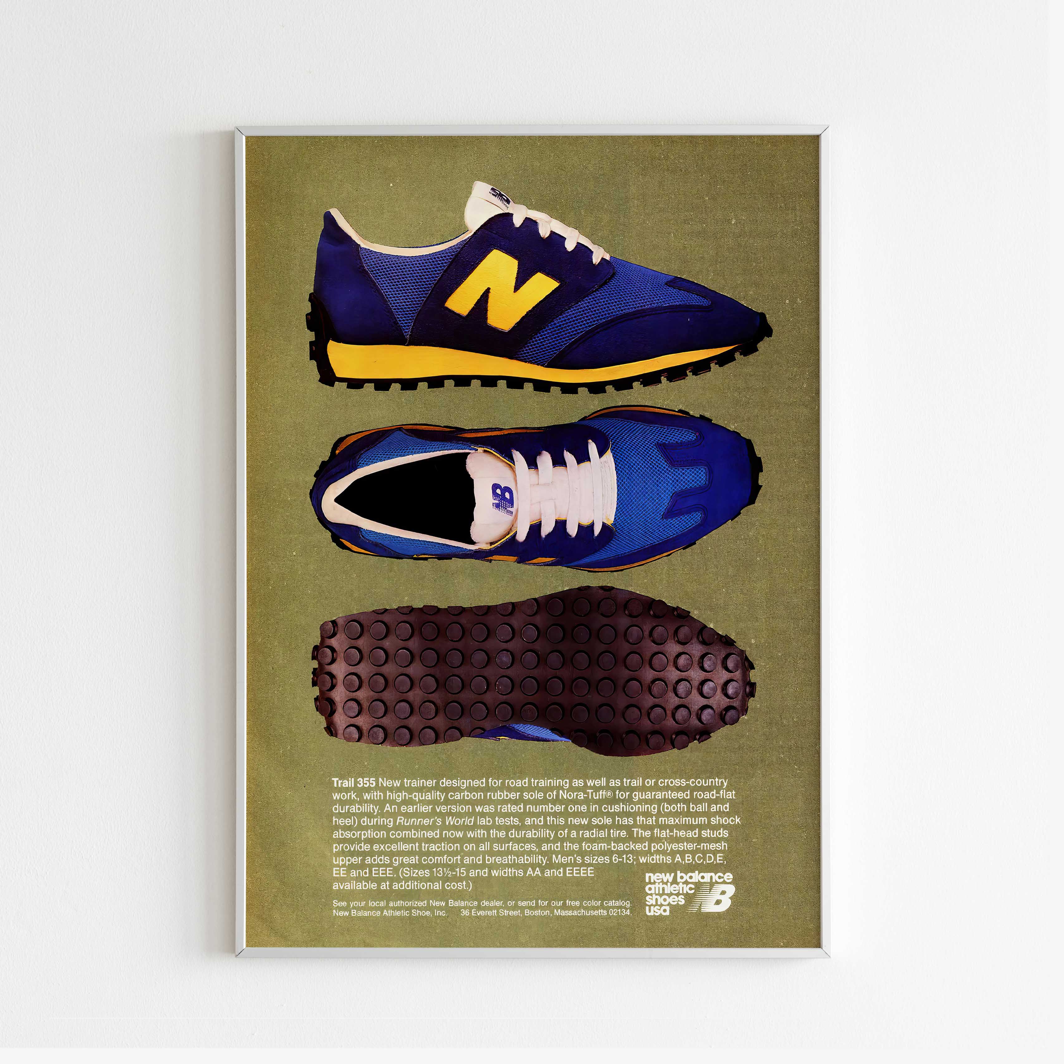 New Balance Trail 355 Poster Advertising, 80s Style Shoes Print ...
