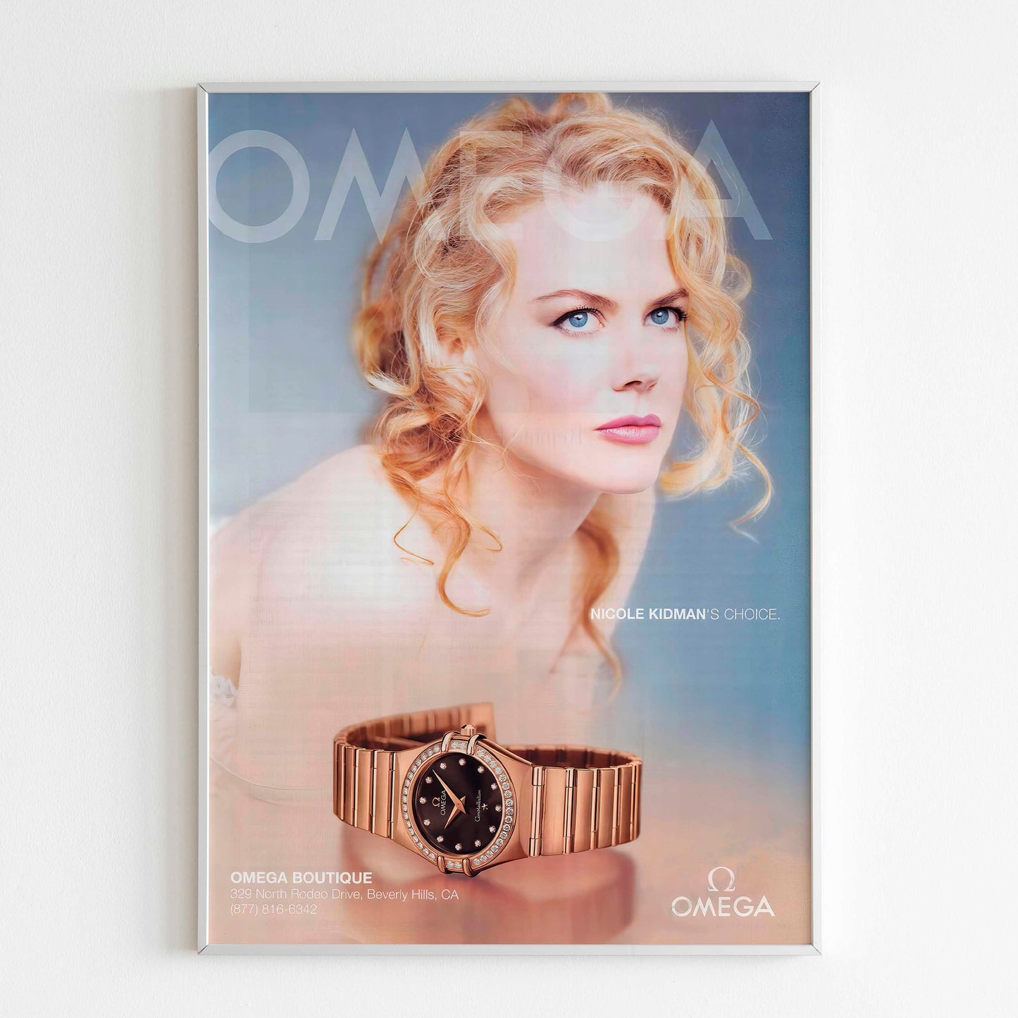 Omega Nicole Kidman Watch Advertising Poster, Vintage Design Magazine, 00's Style Print, Ad Wall Art, Retro Luxury Advertisement