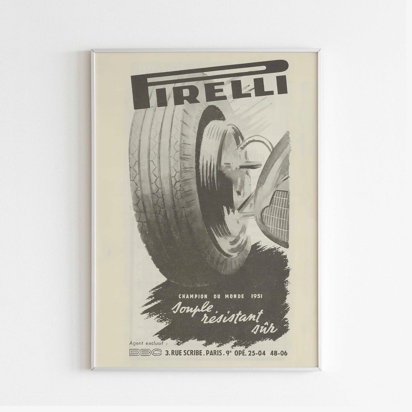 Pirelli Le Mans 24 Magazine Advertising Poster, Sport Car 50s Style Print, Vintage Design, Racing Ad Wall Art, Magazine Retro Advertisement