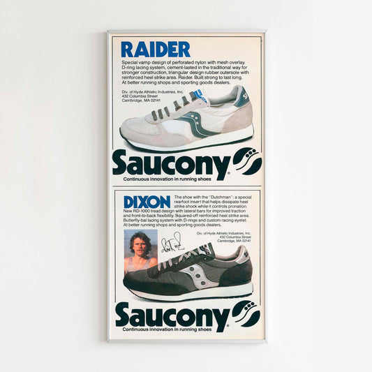Saucony Raider Poster Advertising, 80s Style Shoes Print, Vintage Running Ad Wall Art, Magazine Retro Advertisement