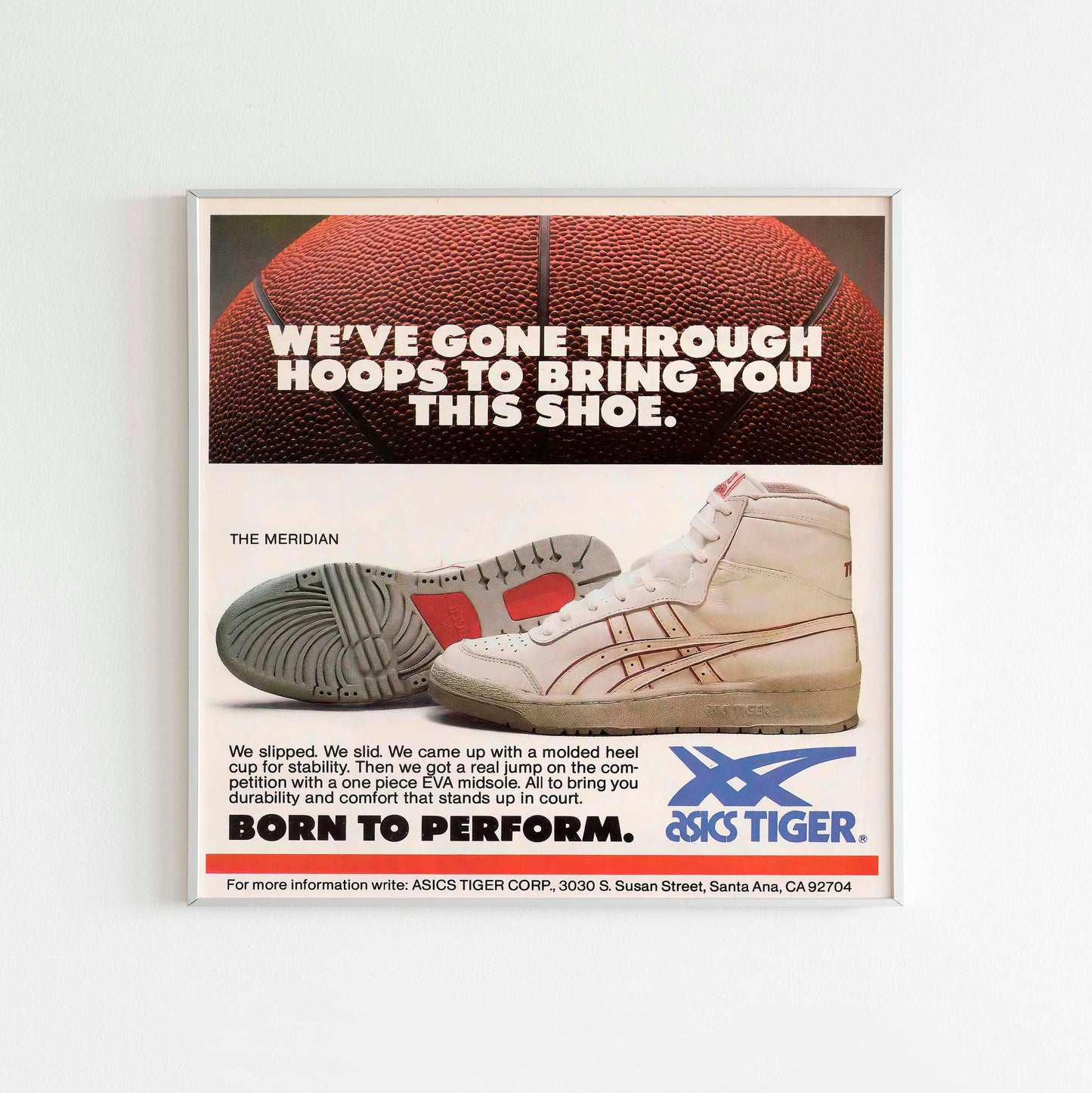 Asics Meridian Basketball Poster Advertising, 90s Style Shoes Print, Vintage Running Ad Wall Art, Magazine Retro Advertisement