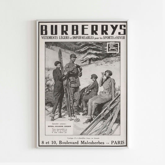 Burberrys Advertising Poster, 50's / 40's Style Print, Ad Wall Art, Vintage Design Vogue Magazine, Retro Advertisement, Luxury Fashion Poster