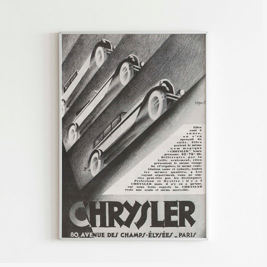 Chrysler Vogue Magazine Advertising Poster, 50s Style Print, Vintage Design, Racing Ad Wall Art, Magazine Retro Advertisement