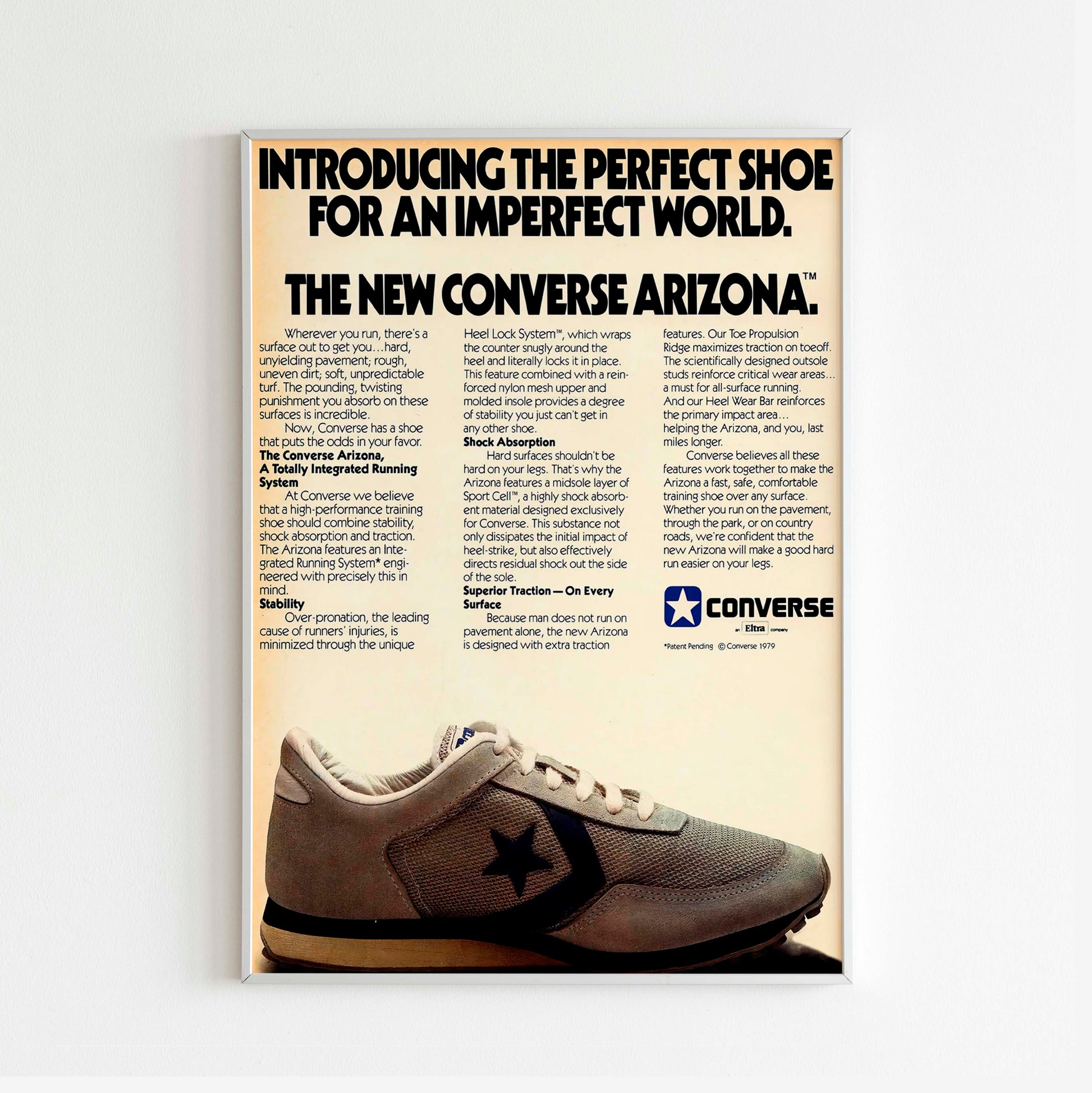 Converse Arizona Perfect Shoe For An Imperfect World Poster Advertising, 80s Style Shoes Print, Vintage Basketball Ad Wall Art, Magazine Retro Advertisement NBA