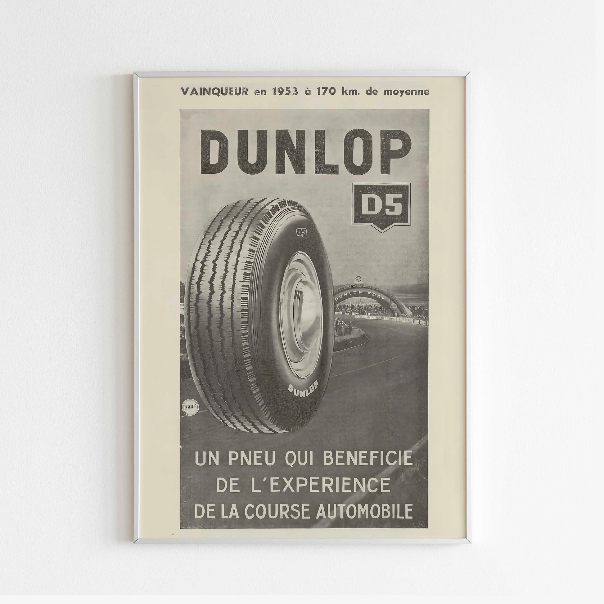 Dunlop Le Mans 24 Magazine Advertising Poster, Sport Car 60s / 50s Style Print, Vintage Design, Racing Ad Wall Art, Magazine Retro Advertisement
