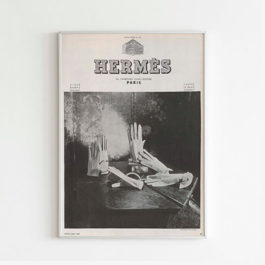 Hermes Vogue Magazine Advertising Poster, 30's / 40's Style Print, Ad Wall Art, Vintage Design Magazine, Luxury Fashion Poster, Retro Advertisement Print
