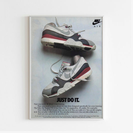 Nike "Just Do It" Poster Advertising, 90s Style Shoes Print, Magazine Retro Advertisement