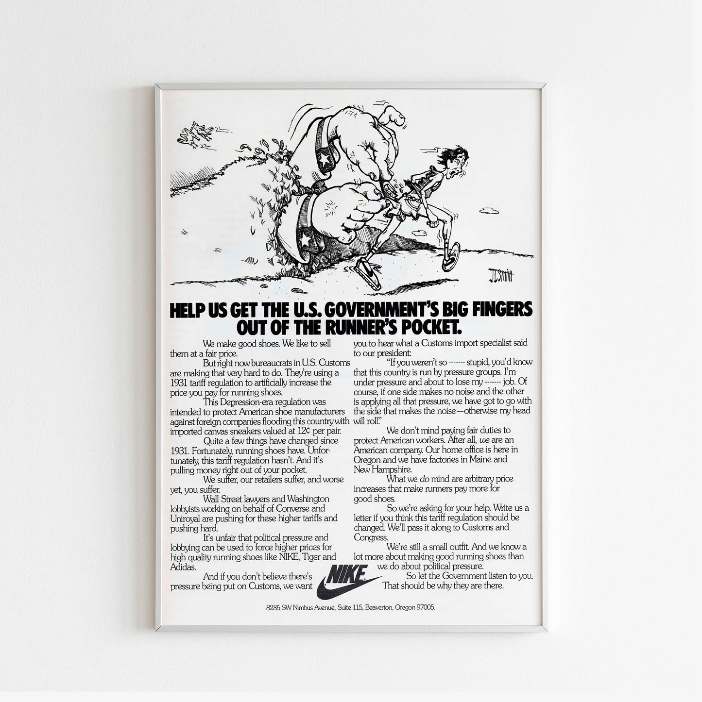 Nike Poster Advertising, Vintage Running Ad Wall Art, 80s Style Shoes Print, Magazine Retro Advertisement