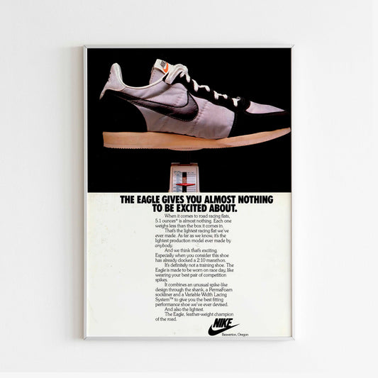 Nike The Eagle Advertising Poster, 90s Style Shoes Print, Vintage Running Ad Wall Art, Magazine Retro Advertisement