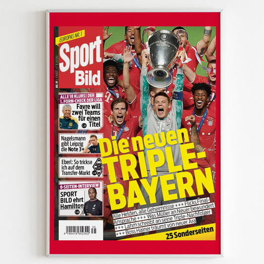Bayern Munich 2020 Champions League Front Cover Sport Bild Poster, Football Club Print, Magazine Front Page Minimalistic Munchen Wall Poster