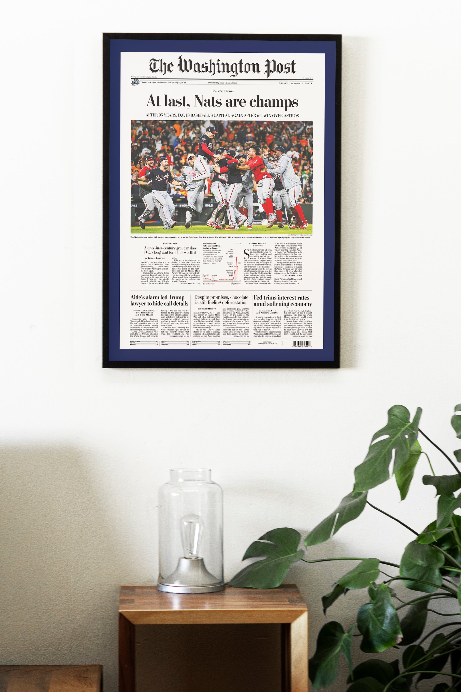 Washington outlets Nationals World Series Champions Newspaper Washington Post 10/31/19