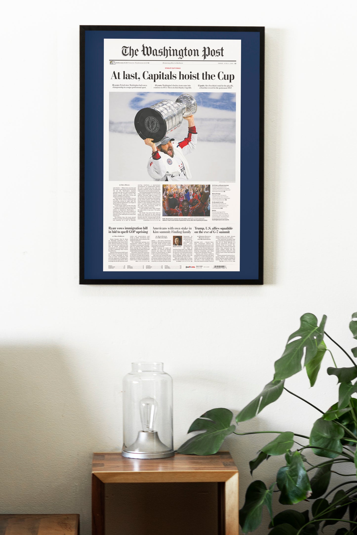 Washington Capitals 2018 NHL Stanley Cup Champions Front Cover The Washington Post Poster