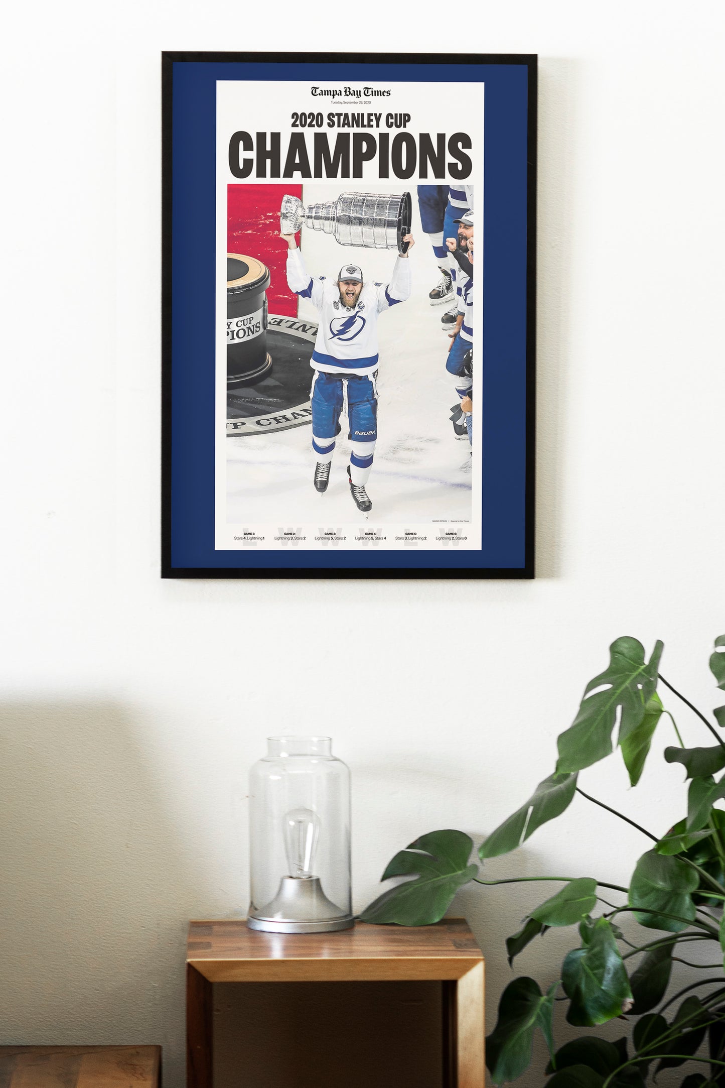 Tampa Bay Lightning 2020 NHL Stanley Cup Champions Front Cover Tampa Bay Times Poster