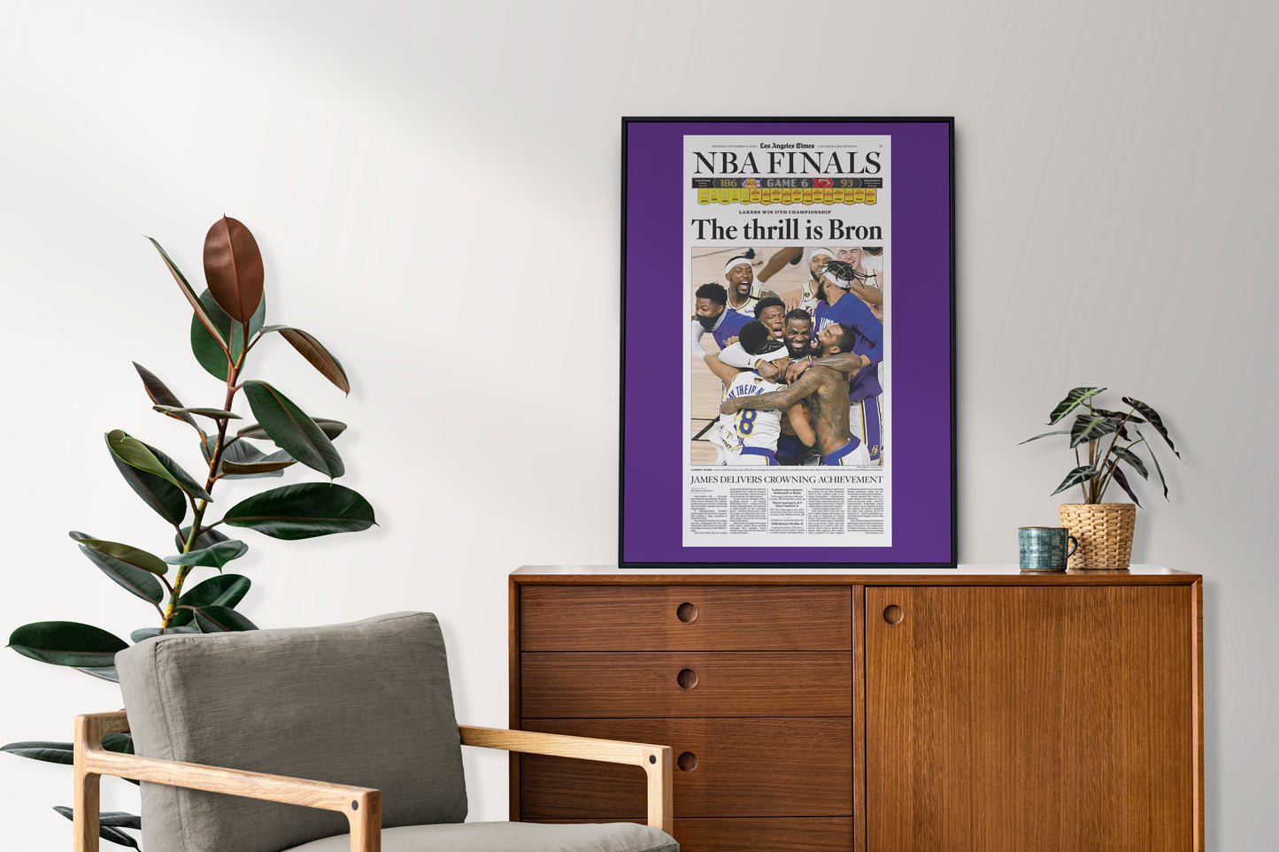 Los Angeles Lakers 2020 NBA Champions Front Cover Los Angeles Times Newspaper Poster