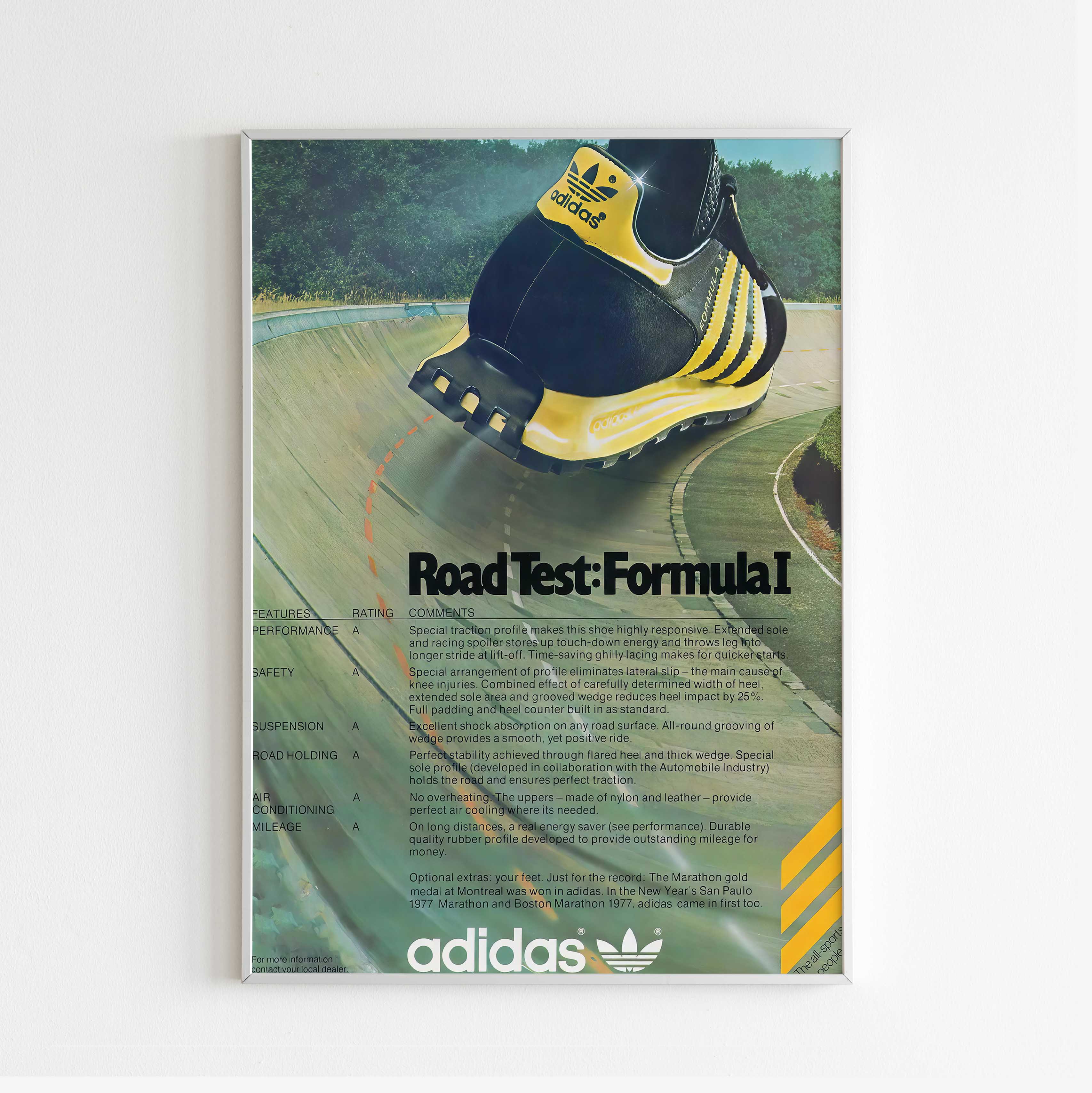 Adidas Formula 1 racing style Advertising Poster, 80s Style Shoes Print ...