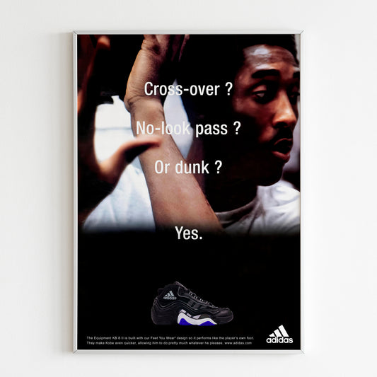 Adidas Kobe Bryant KB 8 II Shoes Poster 1999 Advertising Poster, 90s Style Shoes Print, Vintage Basketball Ad Wall Art, Magazine Retro Advertisement NBA