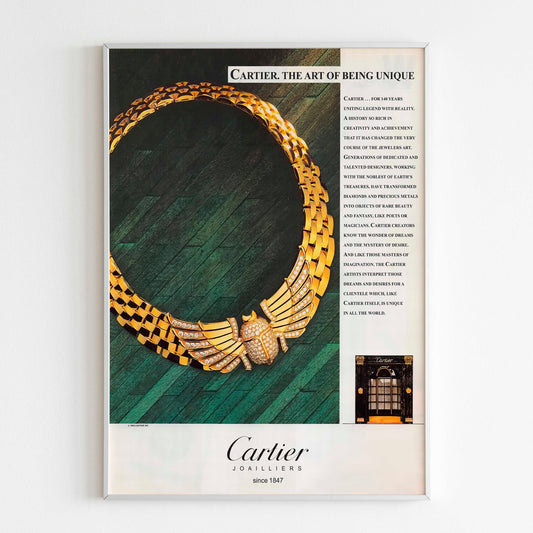 Advertising Poster Cartier Egyptian Revival Scarab Beetle Jewls, 70's Diamonds Style Print, Ad Wall Art, Vintage Design Magazine, Ad Retro Advertisement, Luxury Fashion Poster
