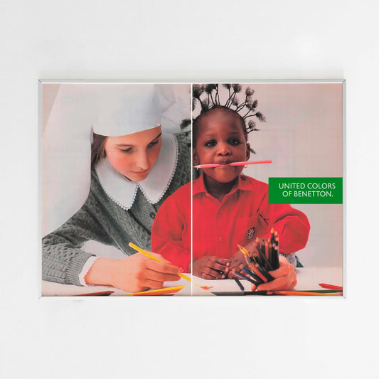 United Colors of Benetton Advertising Poster, 90s Style Toscani Photo Print, Vintage Ad Wall Art, Magazine Retro Advertisement