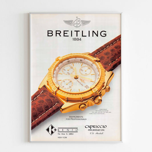 Breitling Watch Chronomat 90s Advertising Poster, Vintage Design Magazine, 90's Swiss Style Print, Ad Wall Art, Retro Luxury Advertisement Active
