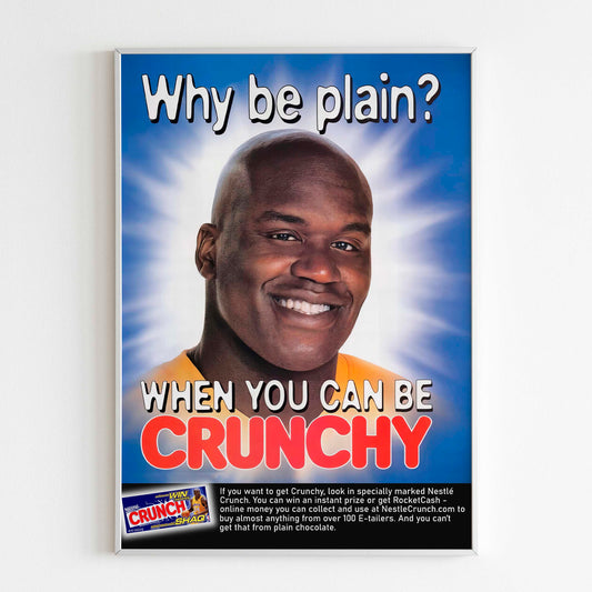Crunch Shaq Poster Advertising , 90s Style Print, Vintage NBA Ad Food Design Ad Wall Art, 2000 Magazine Advertisement