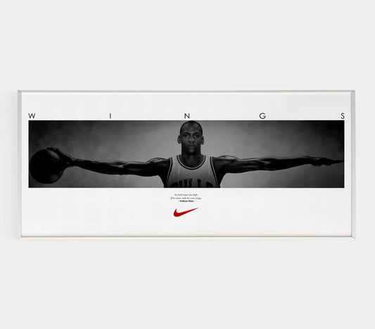 Nike Air Jordan "Wings" Poster Advertising, 90s Style Shoes Print, Vintage Basketball Ad Wall Art, Magazine Retro Advertisement NBA
