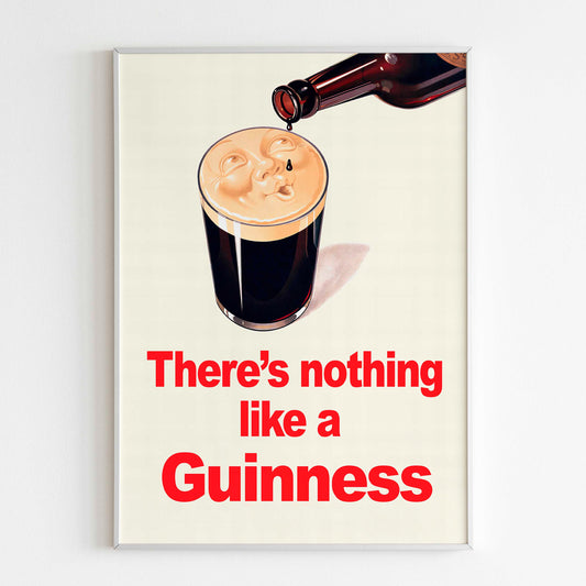 There is nothing like Guinness Beer Advertising Poster, 70s Style Print, Vintage Design Ad Wall Art, Magazine Advertisement