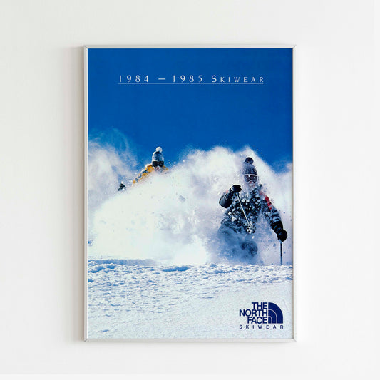 The North Face 1984-1985 Skiwear Magazine Front Cover Poster, Vintage Outdoor Print, Retro Wall Art, Journal Advertisement, 80s Style Ad, Explore Ski Adventure Nostalgia, Urban Exploration Print