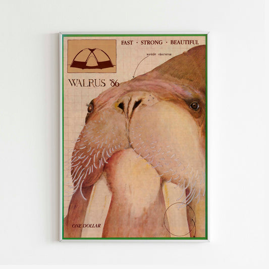 Walrus 1986 Catalogue Poster Style Outdoor Print, Vintage Wall Art, Journal Retro Advertisement, 90s retro Ad, Explore wild nature Mountains Trekking Outdoor  Print