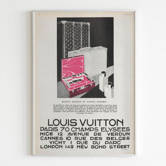 Louis Vuitton Advertising Poster, 30's / 40's Style Print, Ad Wall Art, Vintage Design Magazine, Luxury Fashion Poster, Retro Advertisement